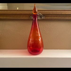 Red crackle glass genie bottle